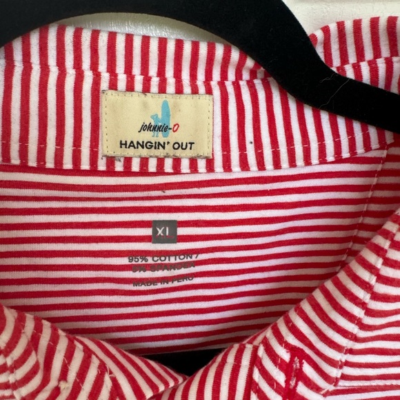 Johnnie-O men’s red and white Nelly Striped casual Polo Shirt size XL - Picture 3 of 5